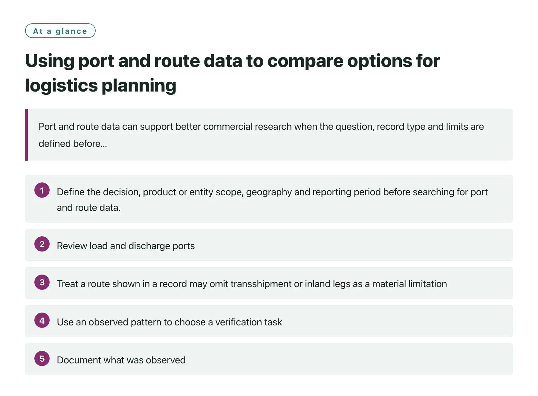 Using port and route data to compare options for logistics planning——全文要点速览